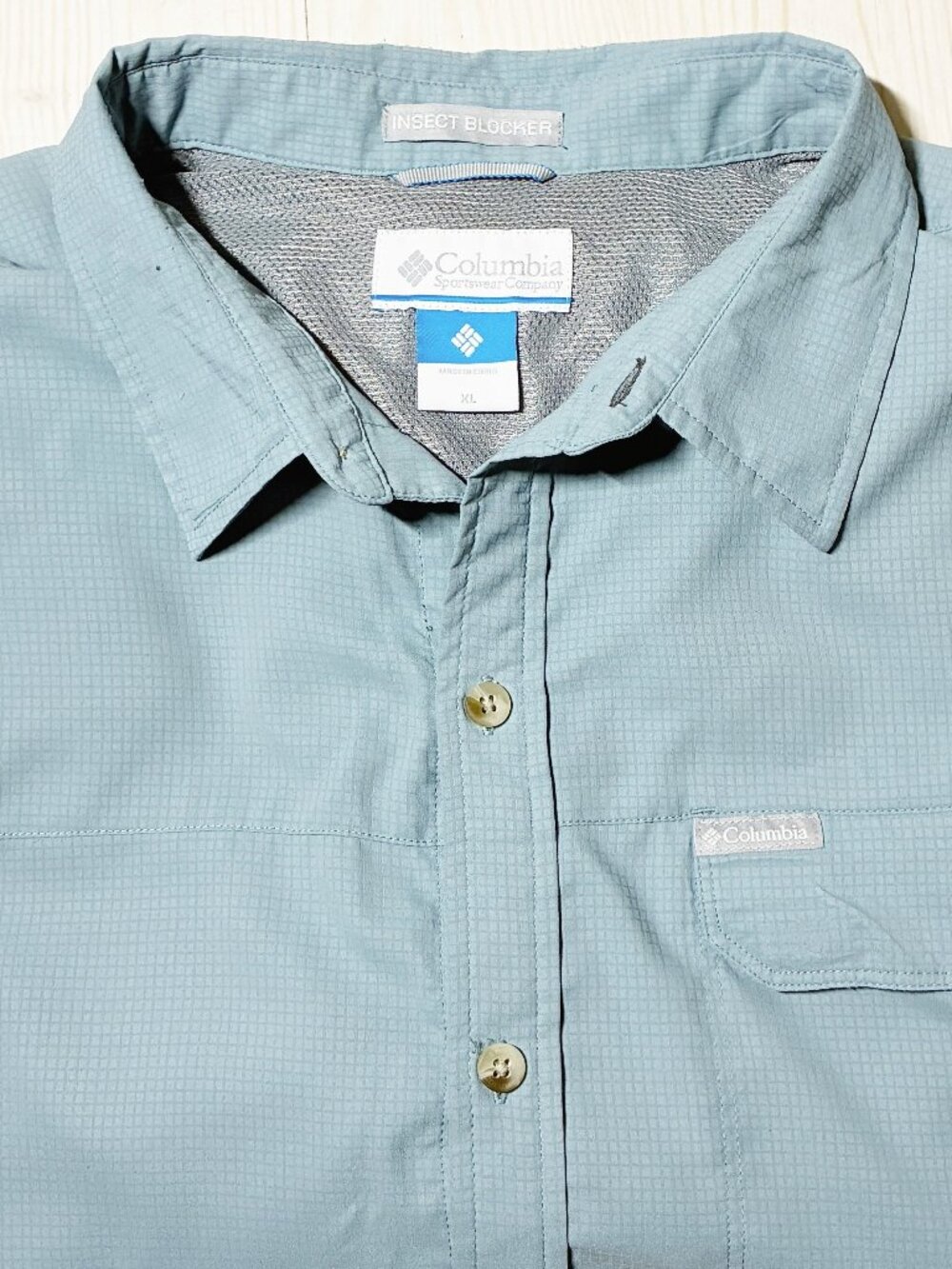 Columbia PFG Insect Blocker Tamiami II Blue Long Sleeve Fishing Shirt Men's XL